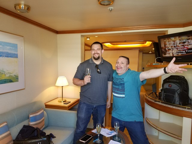 Our room steward brought us some Champagne to celebrate our arrival